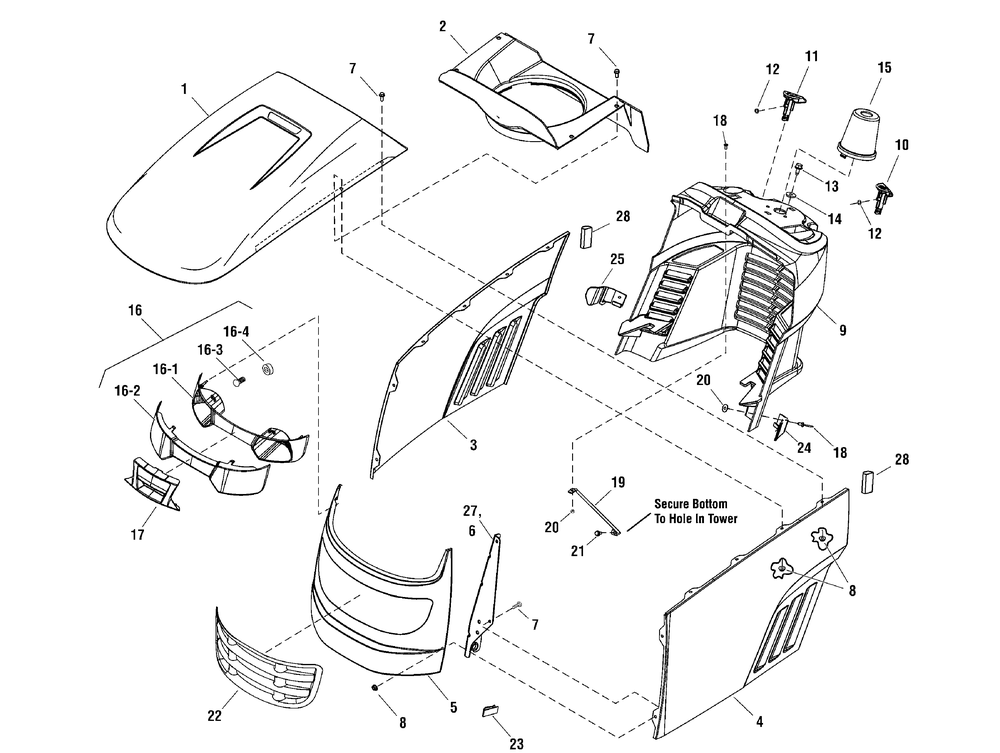Hood, Grille And Dash Group Diagram and Parts List for 2690844-EYK175462H  Briggs and Stratton Lawn Tractor